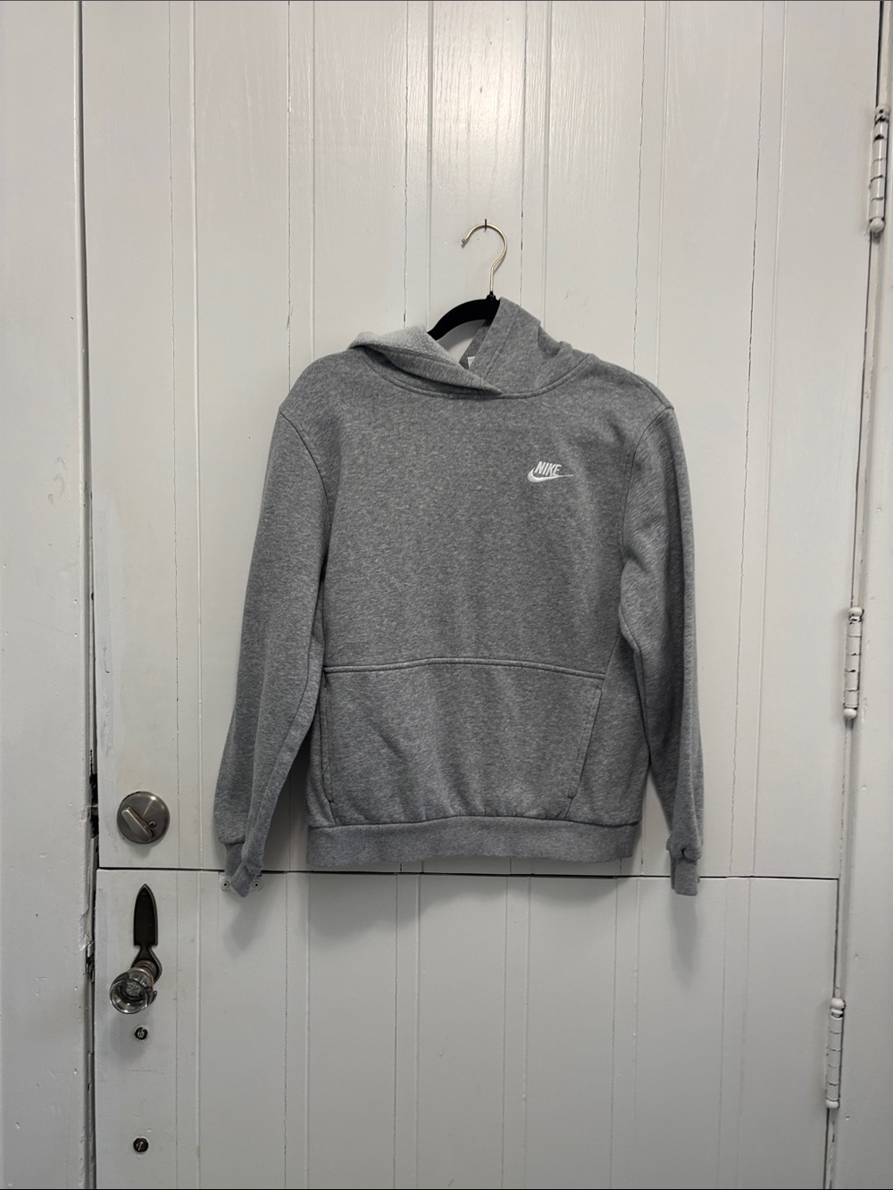 Nike Gray Pullover Hoodie with White Swoosh - Boys